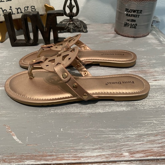 ROSE GOLD ornate thong sandals Pierre Dumas NIB 6 6.5 7 7.5 8 8.5 9 10 M width - Picture 13 of 14